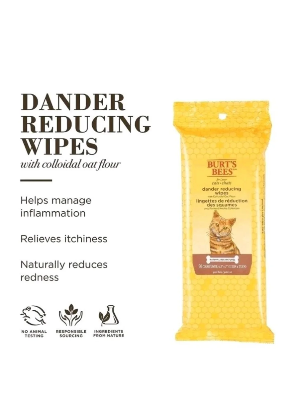 Burt's Bees Yellow Dander Reducing Pet Wipes